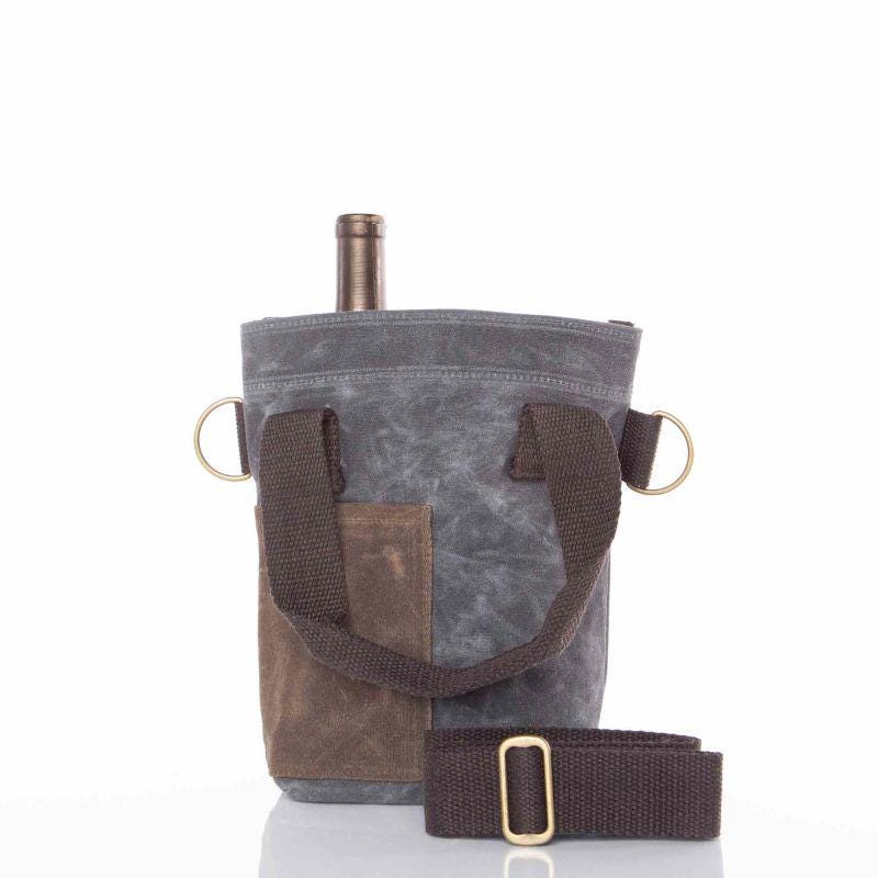 Rugged Waxed Canvas Wine Tote – Personalized Double Bottle Carrier