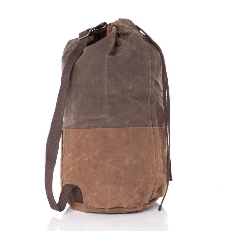 Rugged Waxed Canvas Duffel Bag – Personalized Drawstring Laundry Tote