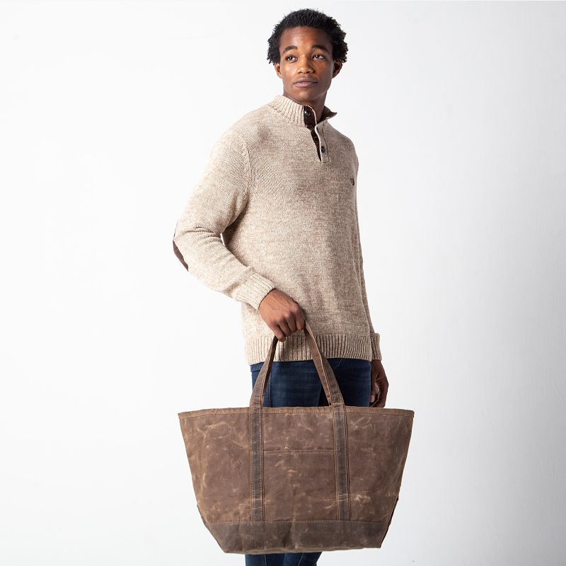 Rugged Waxed Canvas Classic Tote – Personalized Large Travel Bag
