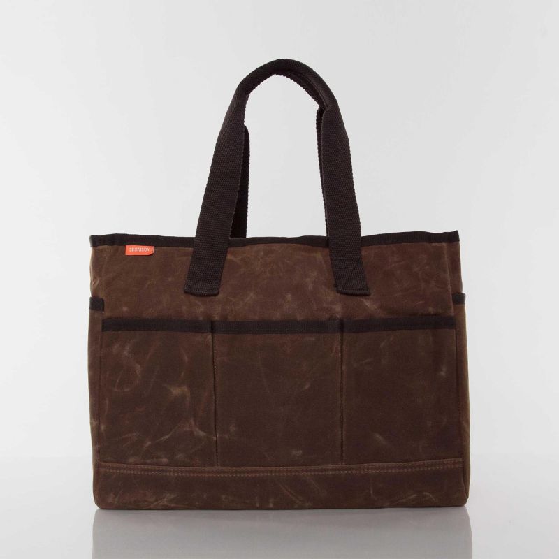 Rugged Waxed Canvas Utility Tote – Personalized Open-Top Carryall