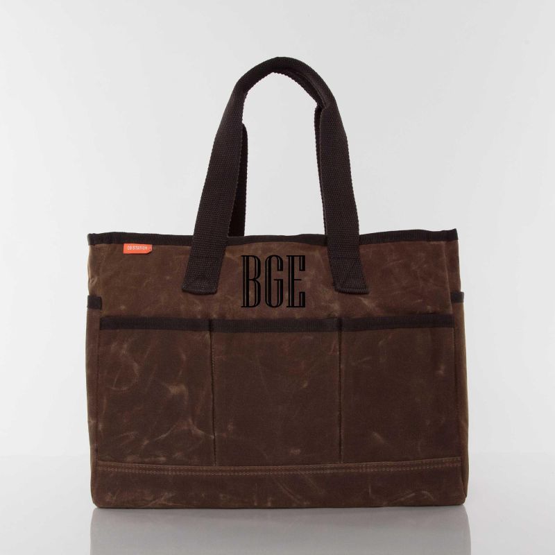 Rugged Waxed Canvas Utility Tote – Personalized Open-Top Carryall
