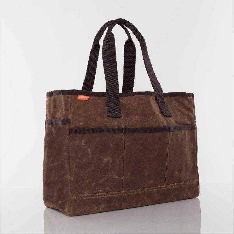 Rugged Waxed Canvas Utility Tote – Personalized Open-Top Carryall