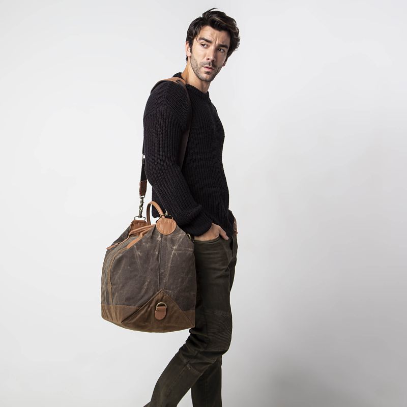 Rugged Waxed Canvas Weekender – Personalized Large Duffel Travel Bag