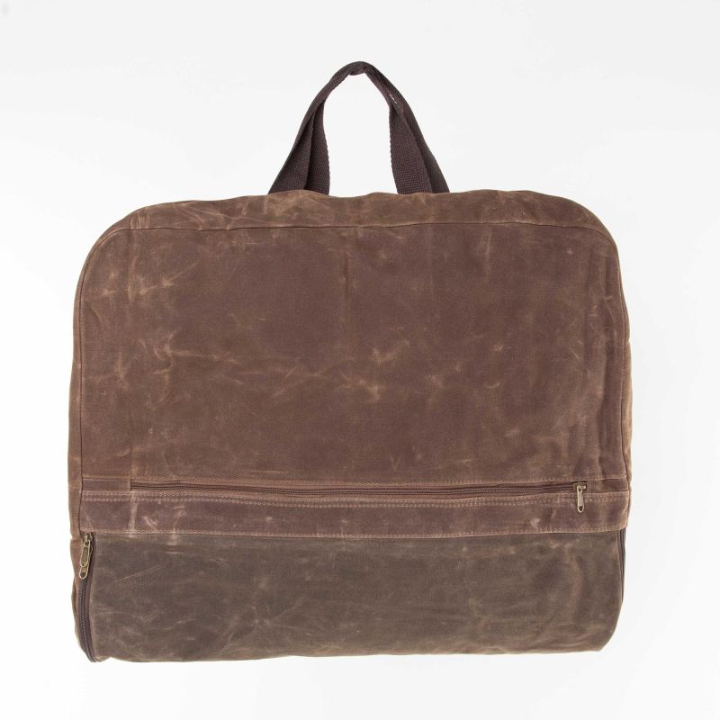 Rugged Waxed Canvas Garment Bag – Personalized Travel Suit Cover