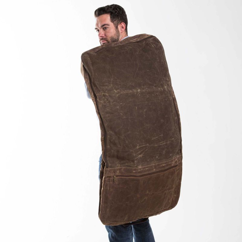 Rugged Waxed Canvas Garment Bag – Personalized Travel Suit Cover