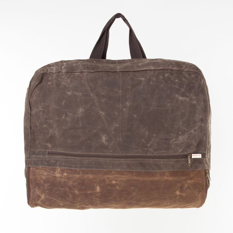 Rugged Waxed Canvas Garment Bag – Personalized Travel Suit Cover