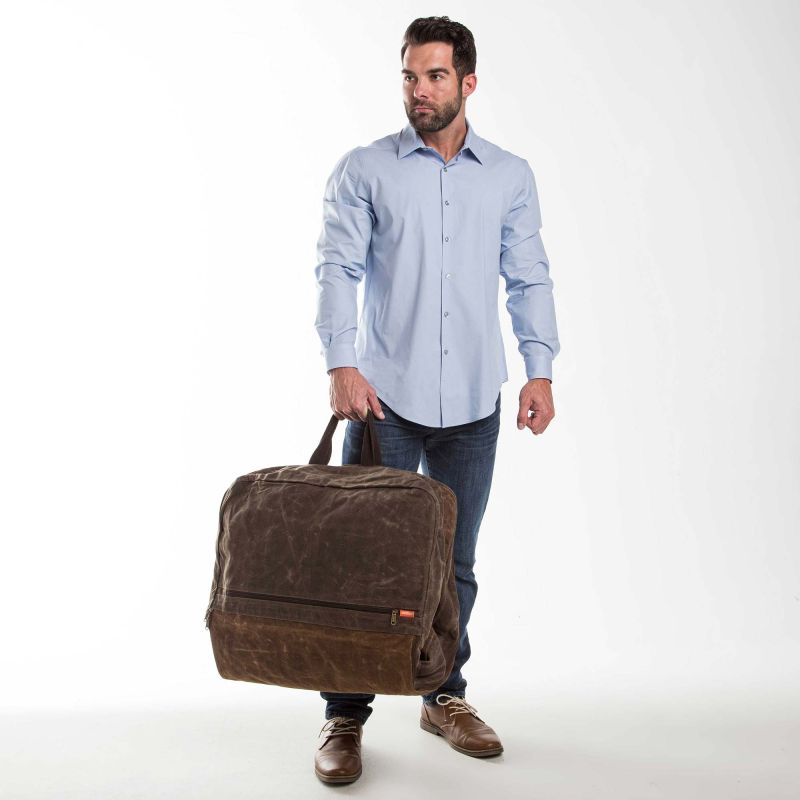 Rugged Waxed Canvas Garment Bag – Personalized Travel Suit Cover