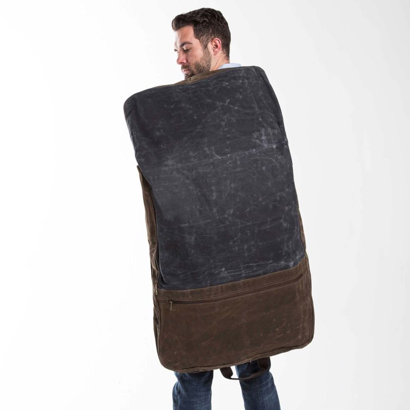 Rugged Waxed Canvas Garment Bag – Personalized Travel Suit Cover
