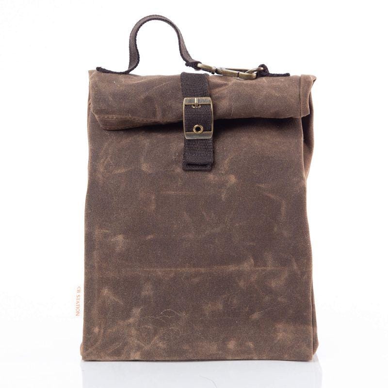 Rugged Waxed Canvas Lunch Sack – Insulated & Personalized Roll-Top