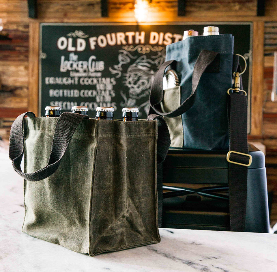 Rugged Waxed Canvas Beer Caddy – Personalized 6-Pack Bottle Carrier
