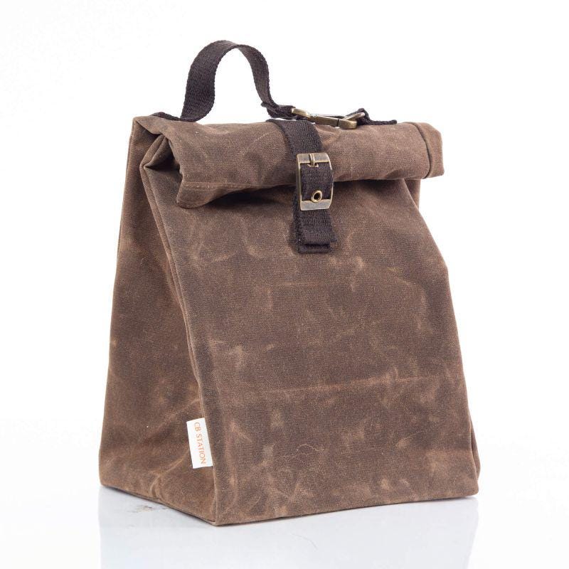 Rugged Waxed Canvas Lunch Sack – Insulated & Personalized Roll-Top