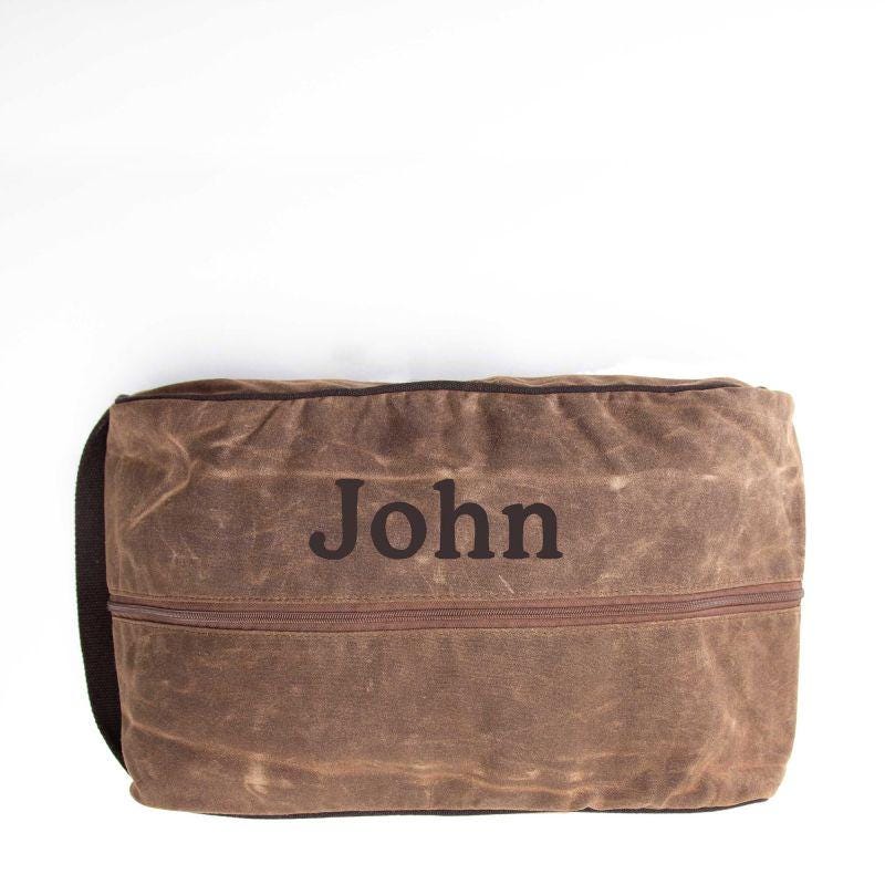 Rugged Waxed Canvas Shoe Bag – Personalized Travel Organizer