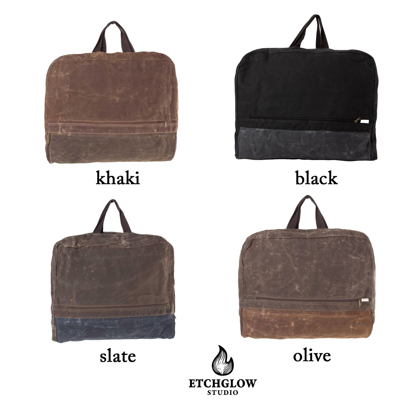 Rugged Waxed Canvas Garment Bag – Personalized Travel Suit Cover