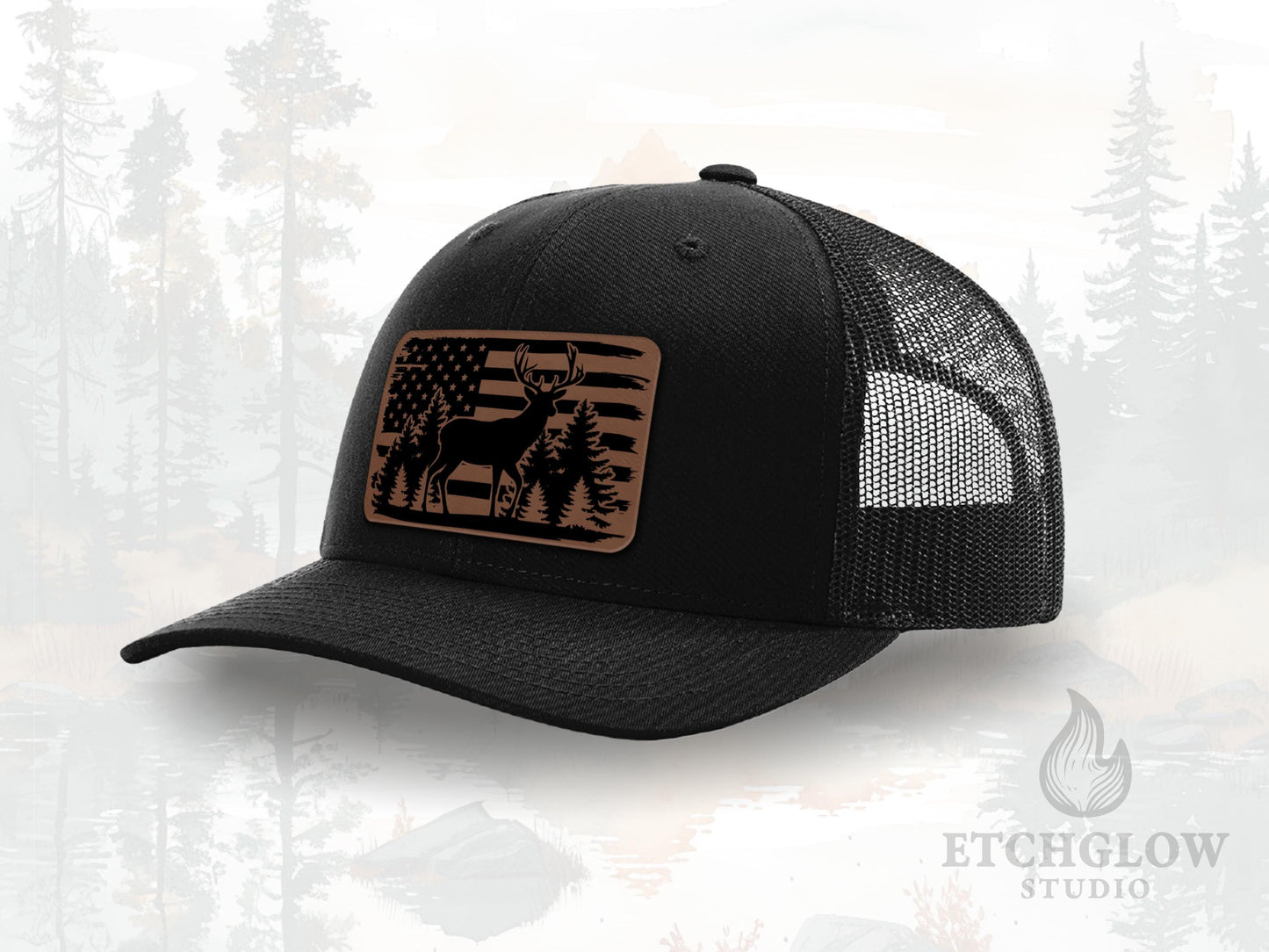 Deer & Flag Patriotic Trucker Hat