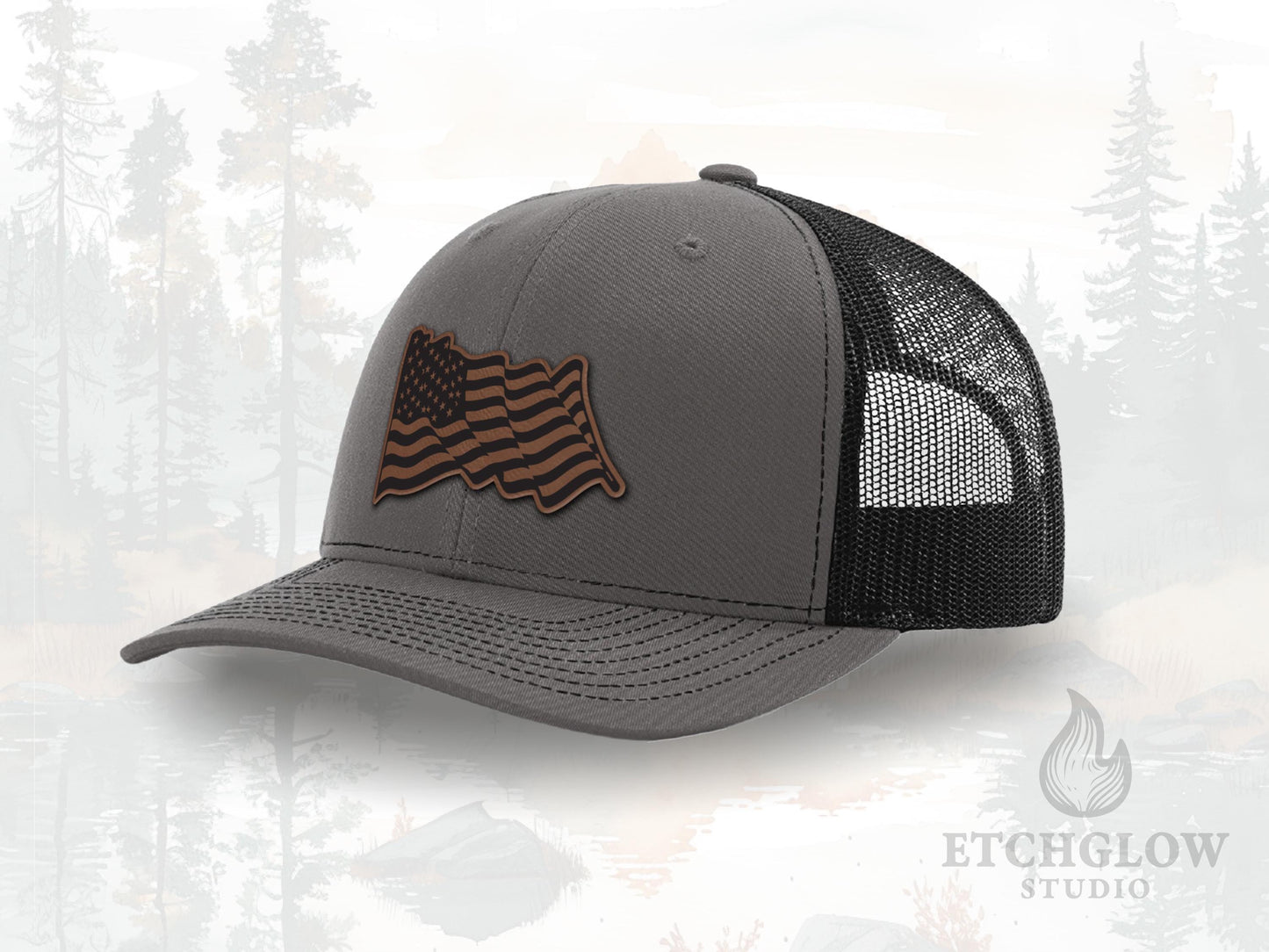Waving American Flag Trucker Hat