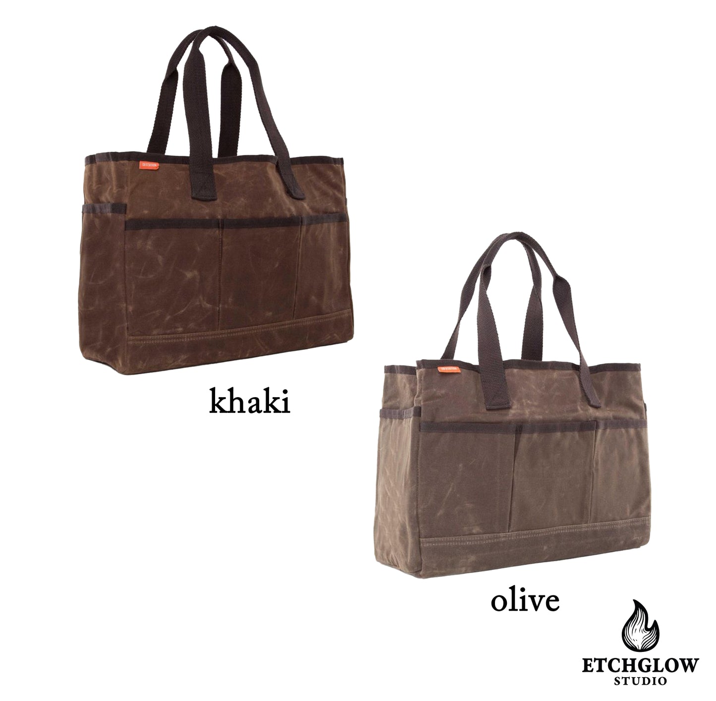 Rugged Waxed Canvas Utility Tote – Personalized Open-Top Carryall