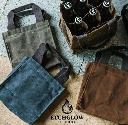 Rugged Waxed Canvas Beer Caddy – Personalized 6-Pack Bottle Carrier