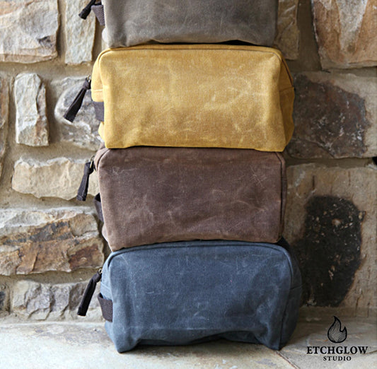Rugged Waxed Canvas Travel Kit – Personalized Toiletry Organizer