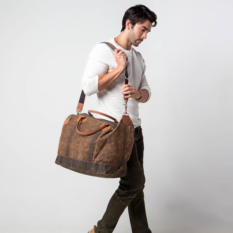 Rugged Waxed Canvas Weekender – Personalized Large Duffel Travel Bag