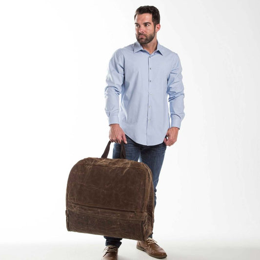 Rugged Waxed Canvas Garment Bag – Personalized Travel Suit Cover