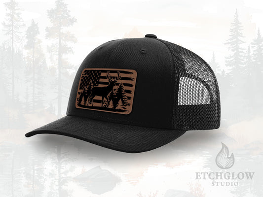 Deer & Flag Patriotic Trucker Hat