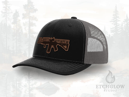 Red, White, and Pew Pew Trucker Cap