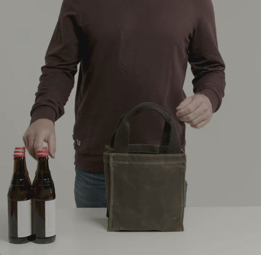 Rugged Waxed Canvas Beer Caddy – Personalized 6-Pack Bottle Carrier