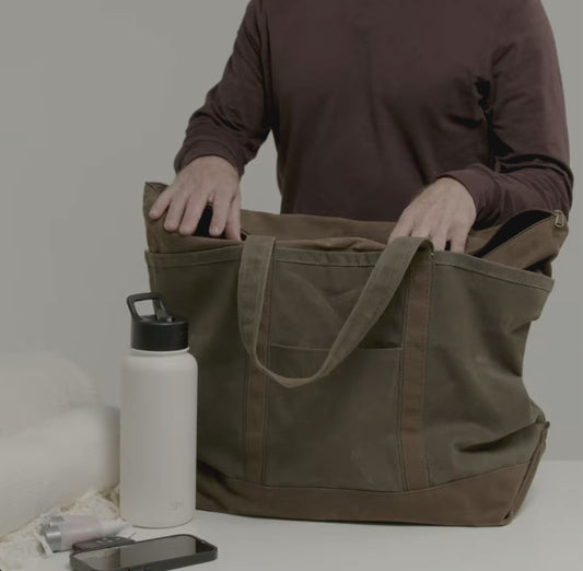 Rugged Waxed Canvas Classic Tote – Personalized Large Travel Bag