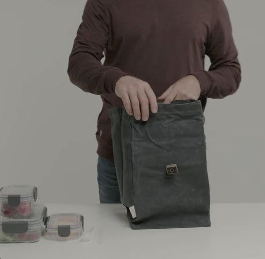 Rugged Waxed Canvas Lunch Sack – Insulated & Personalized Roll-Top