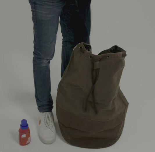 Rugged Waxed Canvas Duffel Bag – Personalized Drawstring Laundry Tote