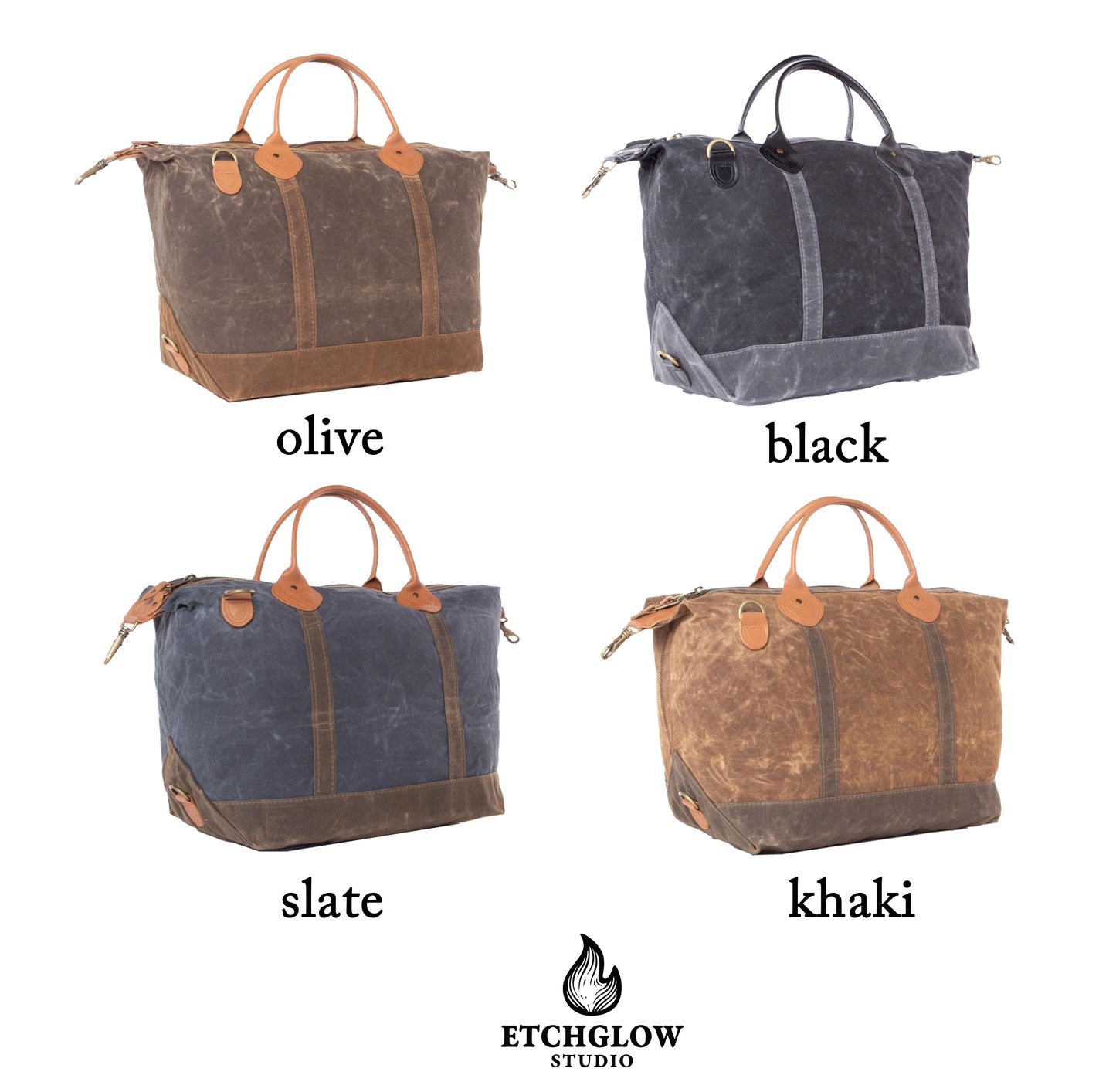 Rugged Waxed Canvas Weekender – Personalized Large Duffel Travel Bag